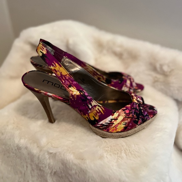 MODA Slingback Peep-Toe Heels - Multi-Color - Size 8.5 - Picture 8 of 13